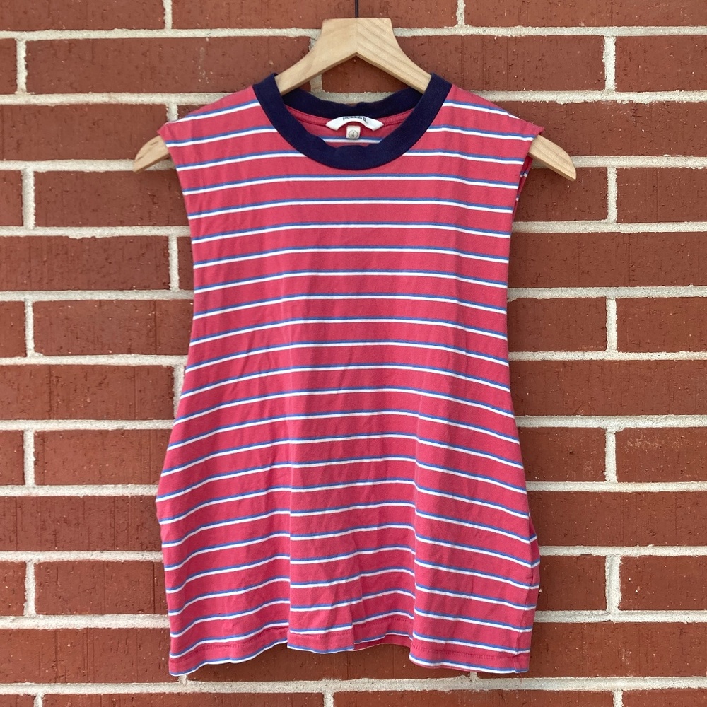 ROLLA'S Saturday Stripe Muscle Tee in Faded Coral